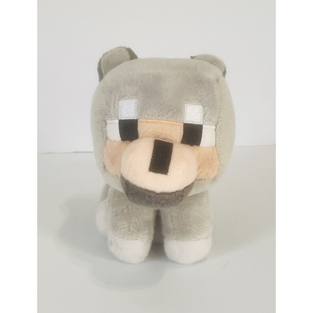 Minecraft Mojang Jinx Baby Wolf Dog Gray Sitting Plush Stuffed Soft Toy 8" Long